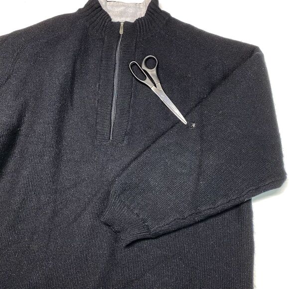 Adidas Wool Sweater Mens XLarge Zip Pullover Black Lined Heavy Thick XL *Flaw - Picture 11 of 12